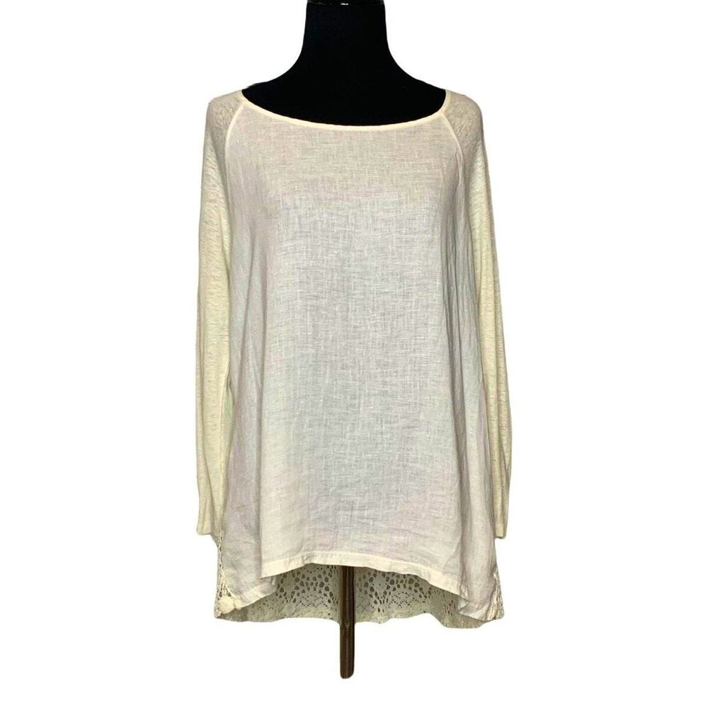 People Like Frank cream long sleeves boho tunic top size 8